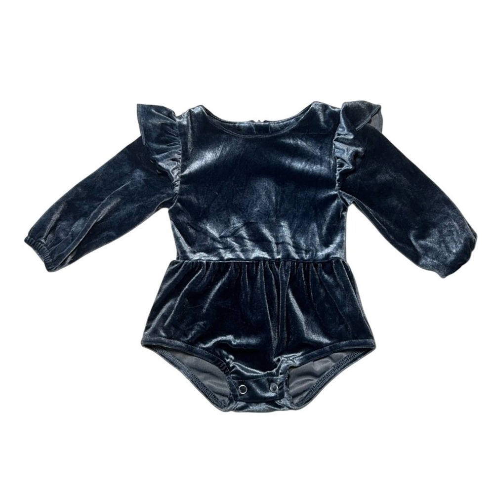 Ivy City Co Velour Ruffle Bubble Romper